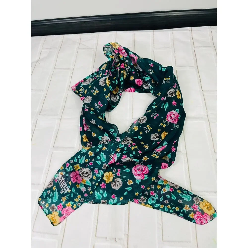 NEW emerald green floral soft light scarf